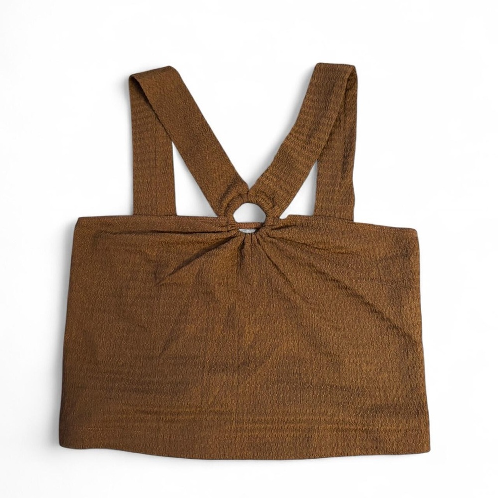 Ruched Brown Halter Crop Top